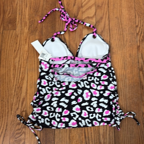 Salt + Cove Multi Color Removable Cups Tie Halter Tankini Swimsuit Top Juniors S - Picture 4 of 8